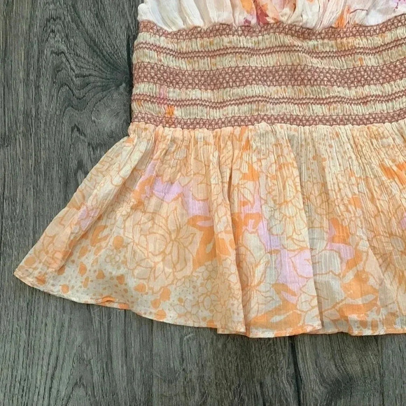 Free People Women's Brinkley Smocked Tank Orange Size XS - Picture 4 of 8